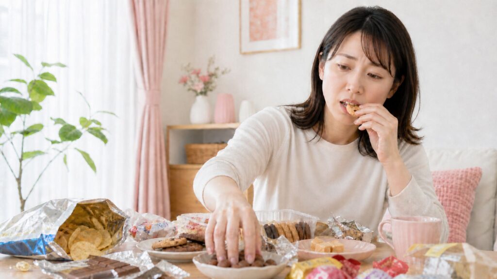 ストレス食いをする女性
