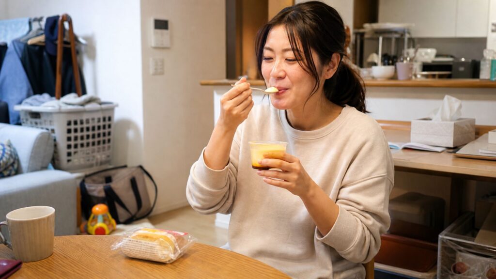 ご褒美食べをする女性