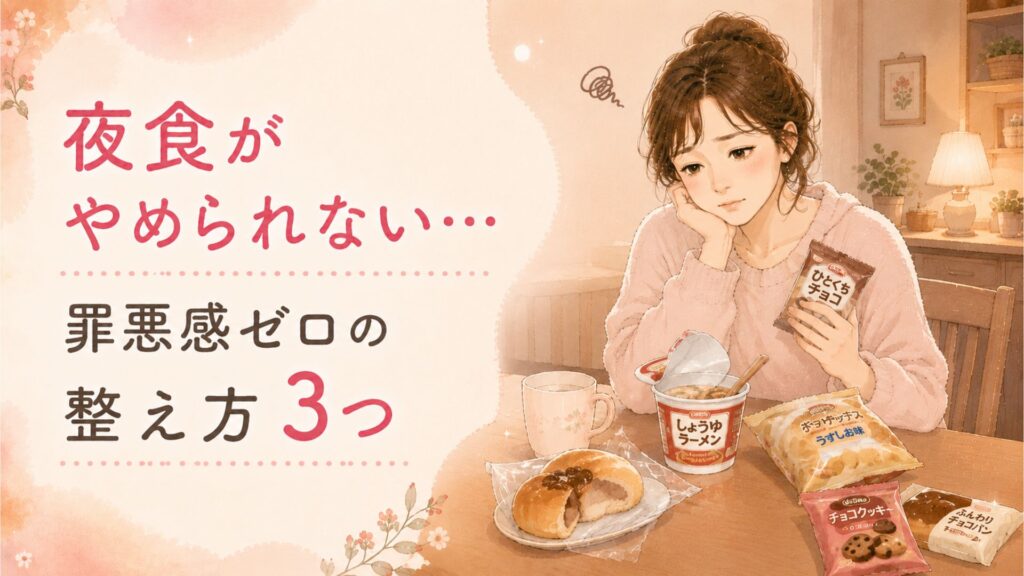 夜中に食べる女性